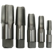 5 Piece Carbon Steel NPT Pipe Tap Set, 1/8", 1/4", 3/8", 1/2" and 3/4"