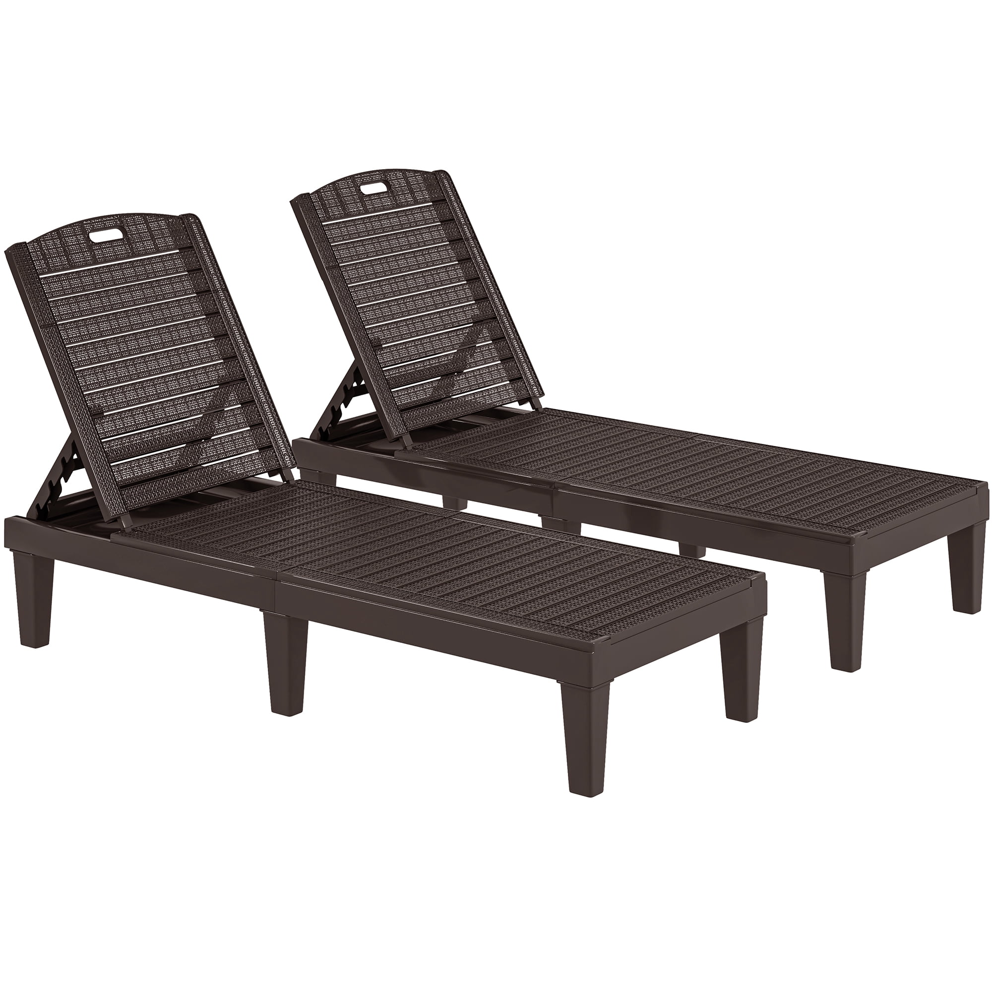 Uforic Outdoor Chaise Lounge Set of 2, 5-Position Adjustable Backrest, Waterproof for Patio, Brown