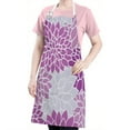 thumbnail image 5 of Purple Floral and Petal Pattern Apron-Garden Aprons for Women with Pockets-Cotton Linen Waterproof Kitchen Cooking Gardening Aprons Adjustable for Kitchen,Cooking,BBQ and Salon 33x27 Inch, 5 of 7