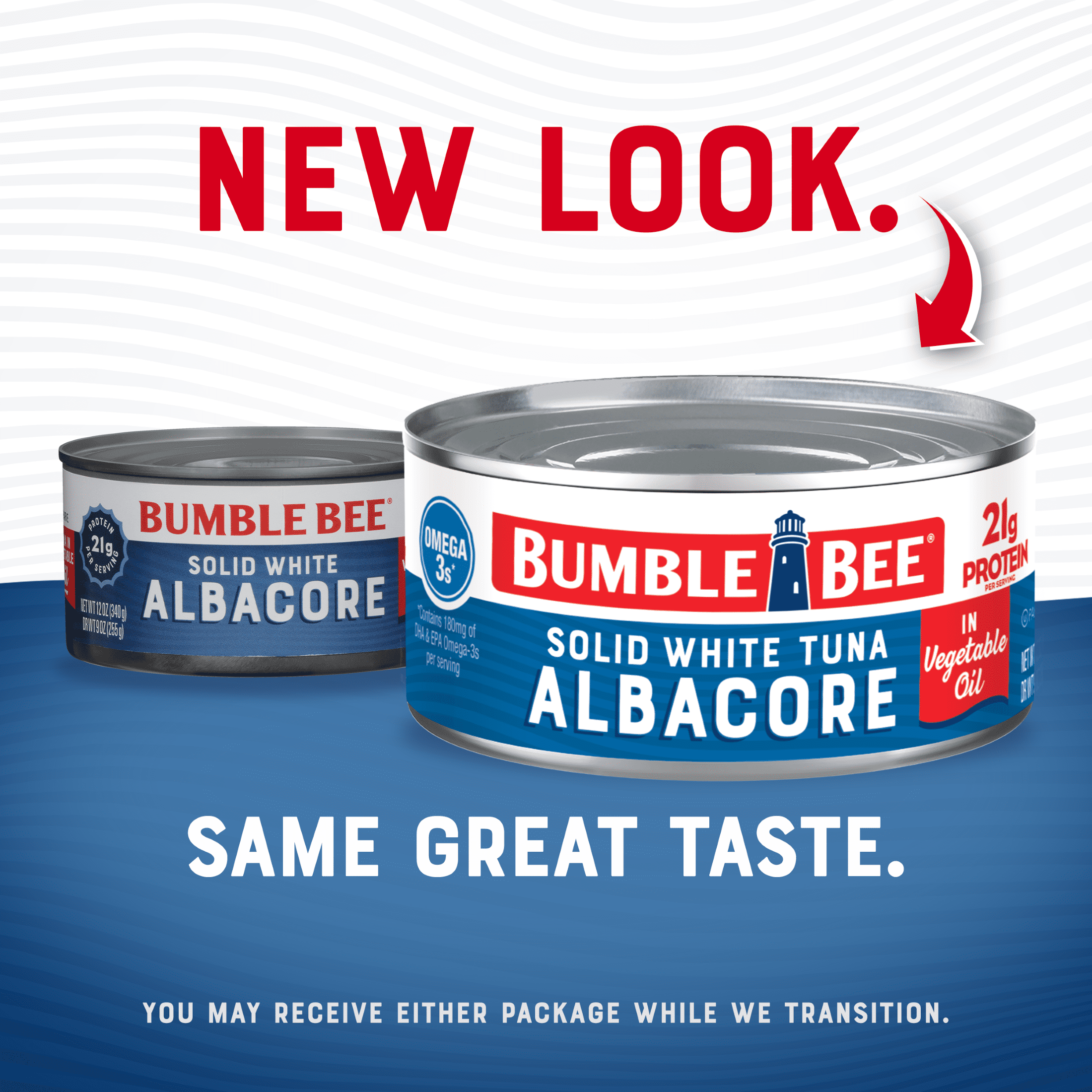 (12 pack) Bumble Bee Solid White Albacore Tuna in Oil, Wild Caught, Gluten Free, 21g Protein per Serving, Shelf Stable Can, 12 oz