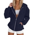 thumbnail image 2 of PRfgtbd Women's Full Zip Hoodies Fashion Solid Color Casual Hoodie Long Sleeve Hooded Sweatshirts Pockets Jacket Coat for Women, 2 of 4