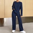 thumbnail image 1 of Conjunto de ropa de salón holgada de 2 piezas para mujer camisas plisadas simples conjunto de pantalón, 1 of 6