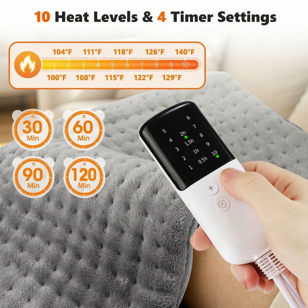 Hwallkare Electric Heating Pad for Back, Flannel Heat Pad