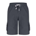 thumbnail image 3 of lcziwo Running Shorts for Men with Multi Pockets Cotton Solid Color Summer Holiday Drawstring Chino Shorts Outdoor Fishing Work Shorts Dark Gray XXXL, 3 of 6