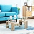 thumbnail image 2 of HOMCOM Rectangle Glass Coffee Table, 2-Tier Center Table with Glass Top, 2 of 9