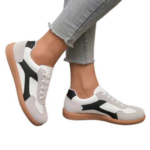 Zapatillas deportivas para mujer: cómodas zapatillas con cordones y espuma viscoelástica, ligeras de piel vegana, zapatillas de moda para mujer para todo el día (2025)