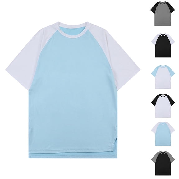 FNFYFH Men's Short Sleeve Baseball Tee Shirt Raglan Contrast T-Shirt Quick Dry Stretch Athletic Workout Shirts Soft Summer Basic Tee