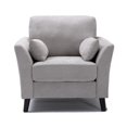 thumbnail image 2 of Otto 37 Inch Armchair, Pocket Coil Springs, 2 Throw Pillows, Gray Velvet- Saltoro Sherpi, 2 of 5