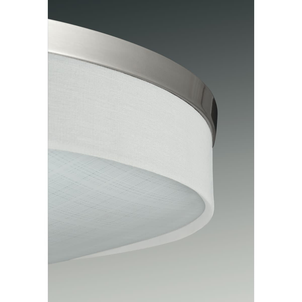 Progress Lighting Weaver 1-Light LED Flush Mount, Brushed Nickel, Linen Drum Shade
