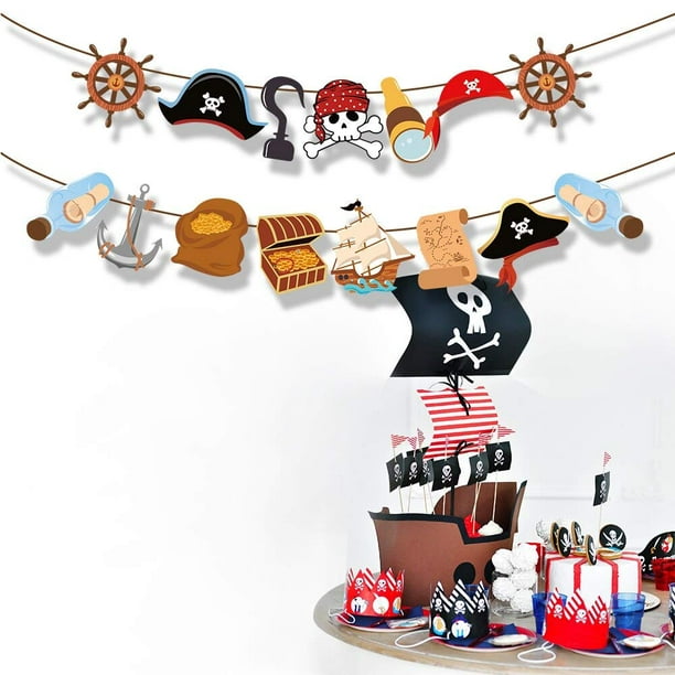 Htooq Pirate Banner, Pirates Of The Caribbean Party Sign, Birthday Decorations, Boy Girl Baby Shower Theme Supplies, Bday Kids 1st First Decor - - Oth