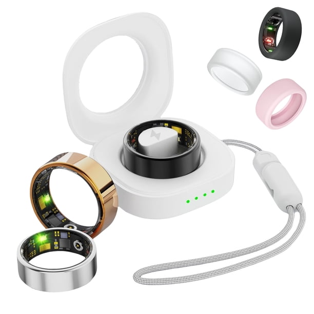 UniJethro - Anillo inteligente para mujeres y hombres, anillos de seguimiento de salud y fitness, IP68, impermeable, batería de larga duración, anillo de sueño con funda de carga y protector,