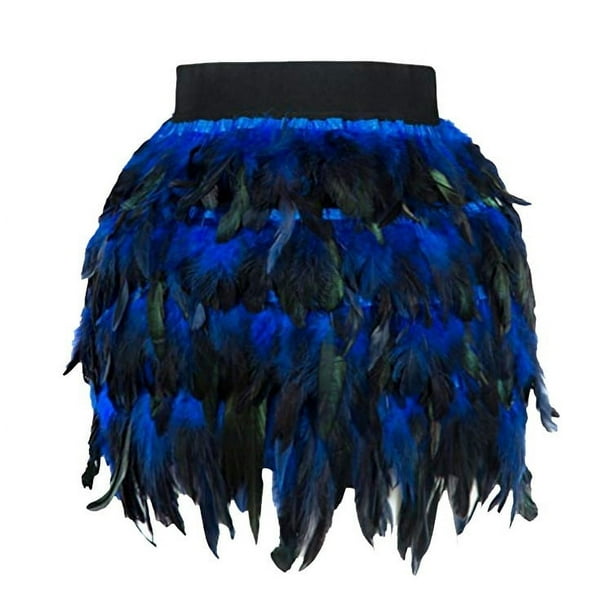 Maojin Decoración de Halloween Mujer Navidad Papá Noel Halloween Plumas de imitación Una línea Cosplay Minifalda