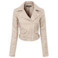 thumbnail image 5 of MixMatchy Women's Faux Leather Long Sleeve Zipper Closure Moto Biker Short Coat Jacket, 5 of 7