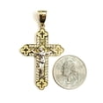 thumbnail image 2 of 10k two tone gold cross Jesus pendant with cubic zirconia fine gift jewelry 7.3g, 2 of 12