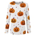 thumbnail image 5 of Bexdxz Halloween Long Sleeve Shirts for Women Plus Size Halloween Costumes Woman Funny Pumpkin Crewneck Tops Casual Outfits Earthy Yellow 5XL, 5 of 5