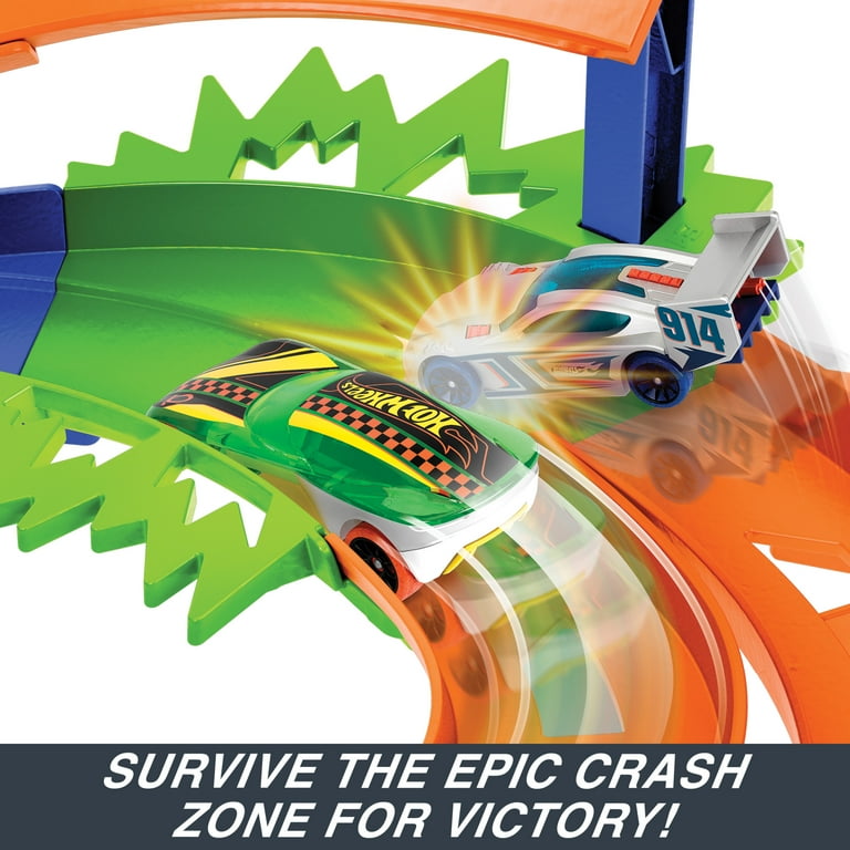 Hot Wheels Whip Around Raceway Track Set, Includes 2 Toy Cars in 1
