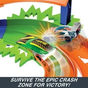 Hot Wheels Whip Around Raceway Track Set, Includes 2 Toy Cars in 1:64 Scale, Easy Storage