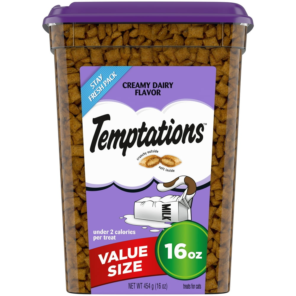 TEMPTATIONS Classic Crunchy and Soft Cat Treats Creamy Dairy Flavor, 16