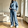 thumbnail image 3 of Lmueinov Two Piece Sets for Women Fleece Sweatsuit Button Mock Neck Sweatshirts Wide Leg Sweatpants Workout Lounge Sets with Pockets Fall Casual Outfits, 3 of 6