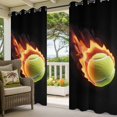 thumbnail image 2 of Outdoor Curtains for Patio Waterproof Flame Tennis Ball Indoor/Outdoor Curtain Tiebacks Sports Black Privacy Curtain Sun Blocking Grommet Drapes for Pergolas Gazebo Porch Balcony 2 Panel 54x108 Inch, 2 of 9