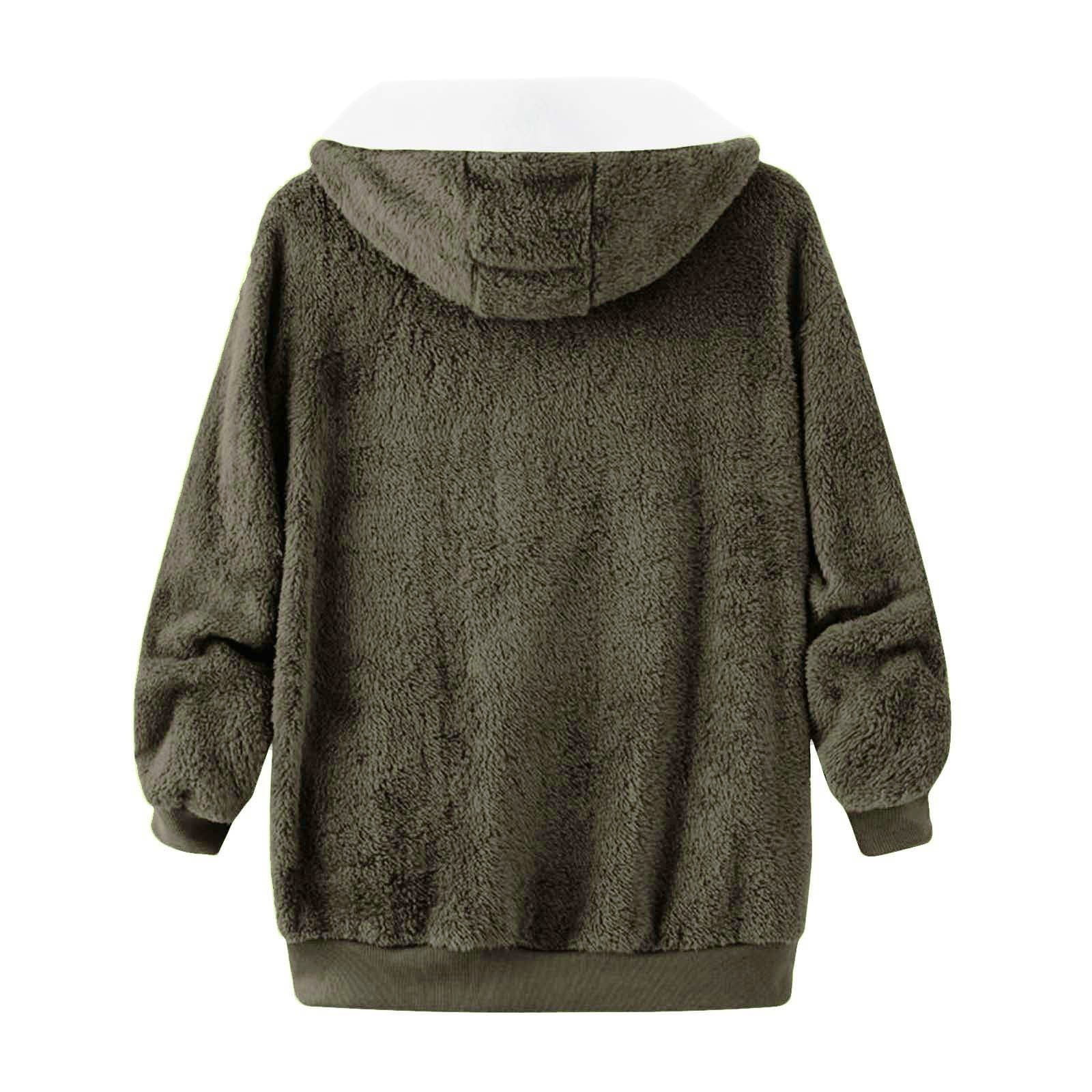 Admvng Mens Jacket Solid Velvet Long Sleeve Hooded Zipper Sweatshirt with Pockets,Sizes S-4XL