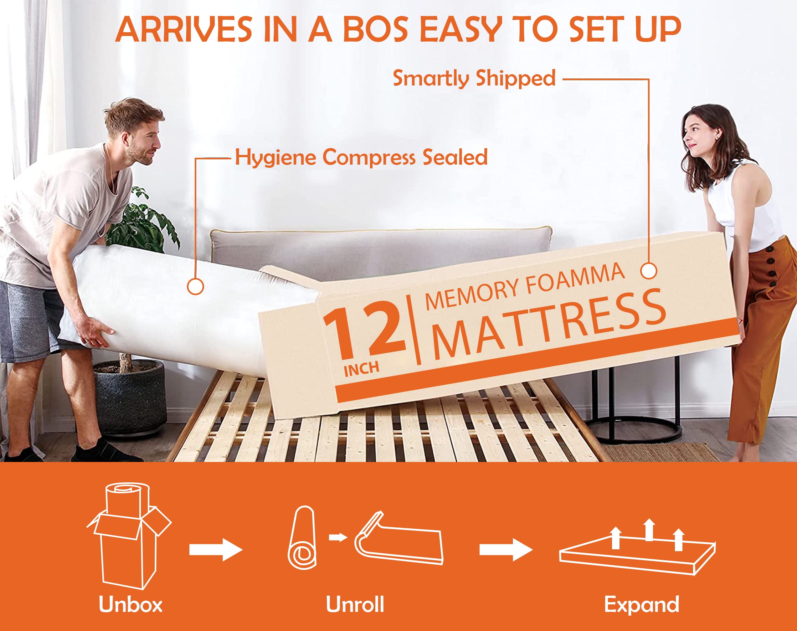 YRLLENSDAN 6/8/10/12 Inch Queen Mattress in a Box Bed Queen Size Mattresses with Innerspring Queen Mattress Memory Foam Medium Firm Certipur-US Queen Bed Mattress