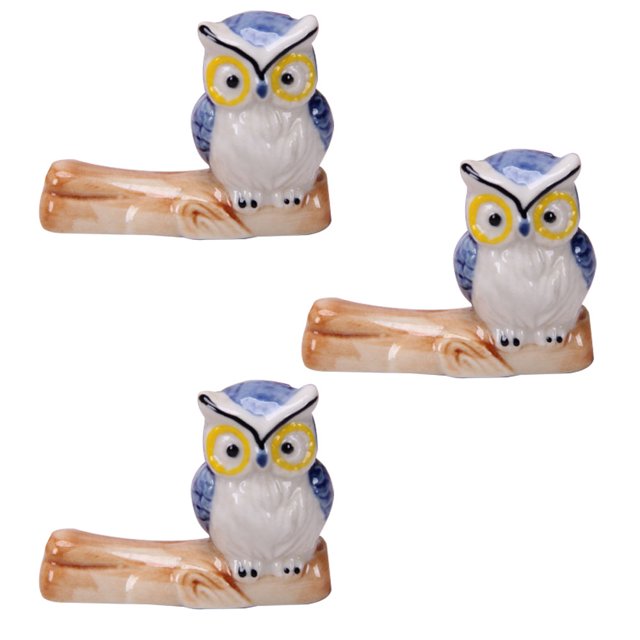 Palillos hechos a mano de porcelana de búho de 3 piezas, cuchara, tenedor, cuchillo, vajilla familiar, regalo de inauguración de la casa.