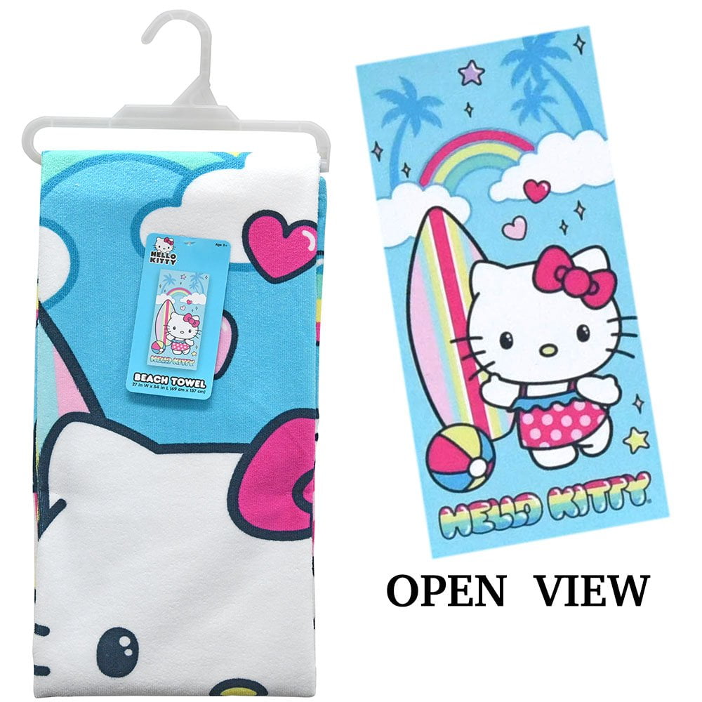 Hello Kitty  Beach Towel 27"x 54" Hello Kitty With Surfboard and Beach Ball