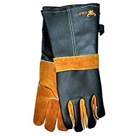 Flame Resistant Gloves - G & F 8115 Premium Grain Leather Gloves, BBQ gloves, Grill Gloves,, Cotton lining with 14.5-Inch Extra Long Sleeve Heat Resistant Gloves