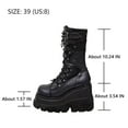 thumbnail image 3 of JIAXHZAI Platform Mid Calf Boots for Women's, Gothic Lace Up Combat Boots PU Leather (10.5, Black), 3 of 7