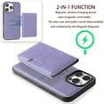 thumbnail image 2 of for iPhone 15 Pro Wallet Case, 2-in-1 Detachable Back Magnetic Cover & PU Leather Wallet Phone Case, with Folio 4 Card Holders, Support Mag-Safe Charging Case for iPhone 15 Pro, Purple, 2 of 8
