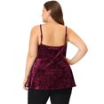thumbnail image 4 of GRACE & GRANDEUR Blouses Cami Grande Taille pour Femmes Bretelles Réglables Velours Peplum Bourgogne 3X, 4 of 5