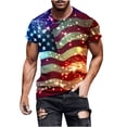 thumbnail image 2 of Itsame Fourth of July Independence Day Short T-Shirt Sleeve Mens American Flags Printed Short Sleeve Top, V-Neck Multicolor, 2 of 5