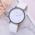 thumbnail image 2 of Reloj de pulsera de cuarzo para negocios con correa de cuero PU informal para hombres y mujeres de moda (blanco blanco), 2 of 5
