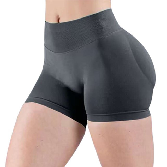 Molcañas Levantamiento Tope Yoga Pantalones Cortos Ciclista Pantallas Bicicleta Con Cintura Alta (gris Oscuro M)