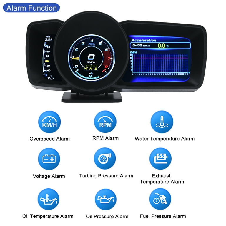Car HUD Mirror Head Up Display OBD2 GPS Speedometer Overspeed Warning Brake  Test