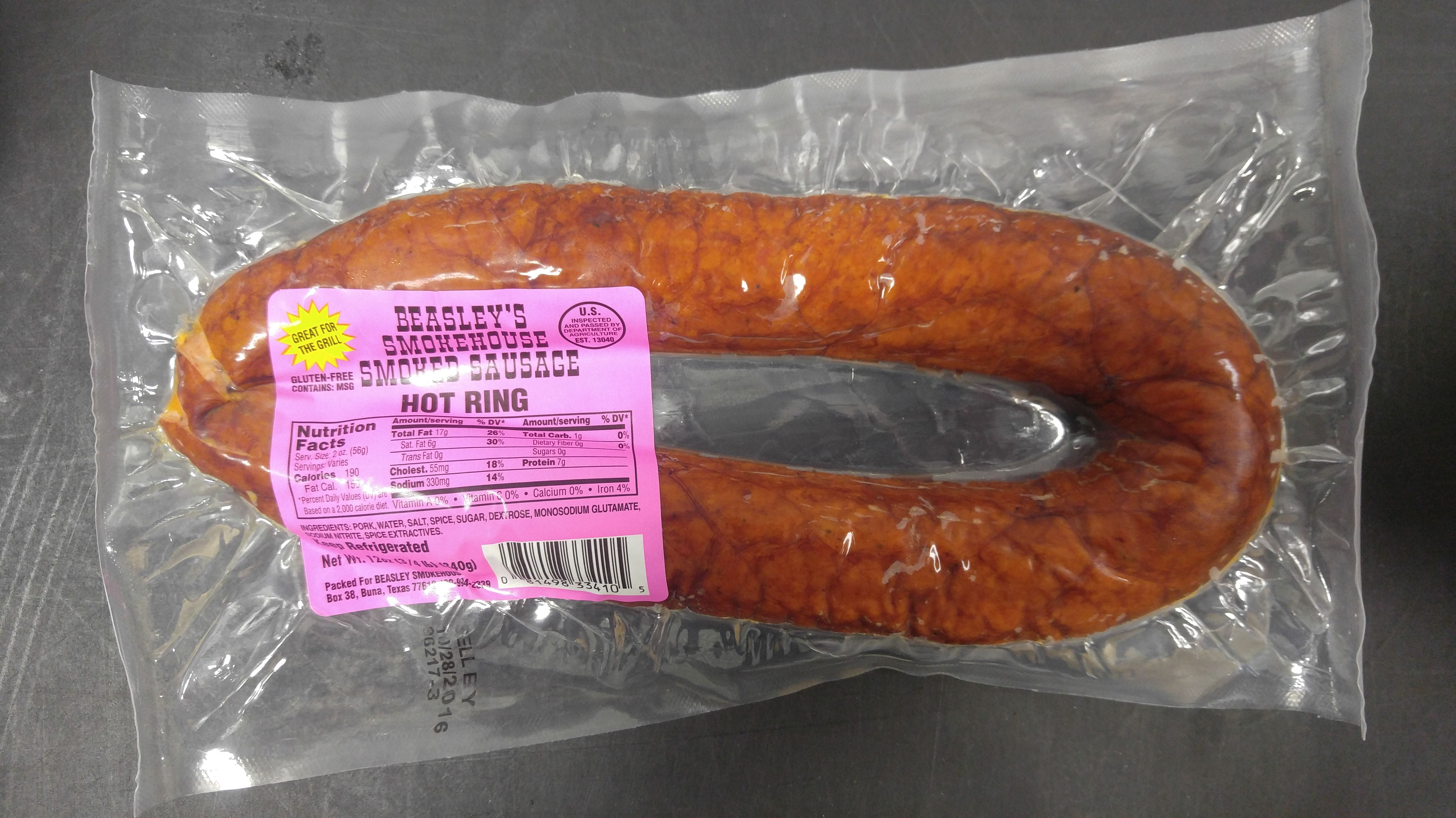 Beasley's Smokehouse Hot Smoked Sausage Links, 12 Oz.