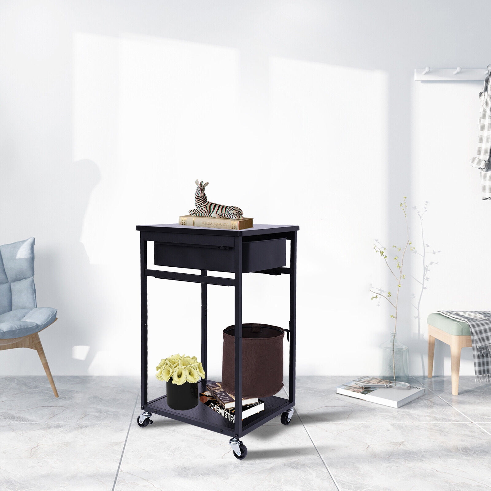 DENEST Rolling Utility Cart Mobile Storage Organizer Holder Trolley Cart Serving Cart