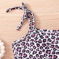 thumbnail image 3 of Baby Girls Pink Leopard Short Sets Kids Casual Spaghetti straps Tank Top and Purple Short Pants Sets Toddler Summer 2PCS Outfits 4t, 3 of 7