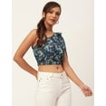 thumbnail image 3 of Moomaya Tie-Up One Shoulder Tops For Women, Sleeveless Printed Summer Crop Top, 3 of 8