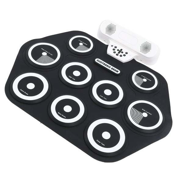 Silicone Electronic Drum Pad Portable Hand Rolled Drum Pad Double Speakers  Rechargeable Silicone Roll Up Drum Pad Dual Pedal for Outdoor Travel