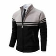 thumbnail image 3 of Generic Men's Cardigan Sweaters Fleece Thicken Warm Cardigan Top Knit Stand Collar Zipper Outerwear Trendy Color Block Jacket, 3 of 4