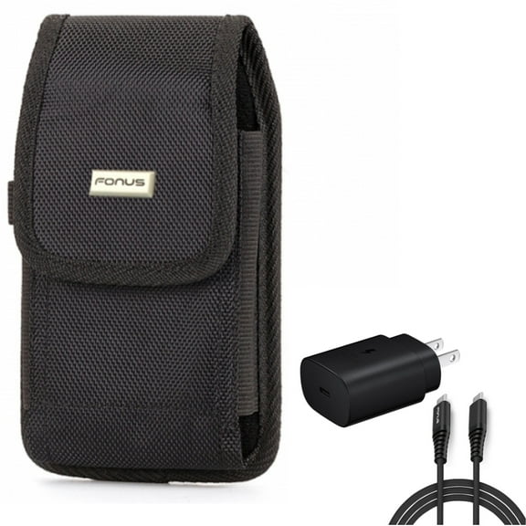 6ft USB-C Cable PD Type-C 25W Fast Home Charger with Holster Swivel Case Belt Clip for Samsung Galaxy S22 Ultra S21 Ultra XCover Pro S9 Plus S8 Plus S20 Plus S10 Plus Fan Edition 5G UW FE 5G