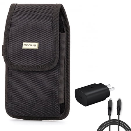 25W Fast Home Charger & Case Belt Clip for Samsung Galaxy S24 Ultra/Plus - PD Type-C 6ft USB-C Cable Quick Power, Swivel Holster Rugged Cover for Galaxy S24 Ultra/Plus