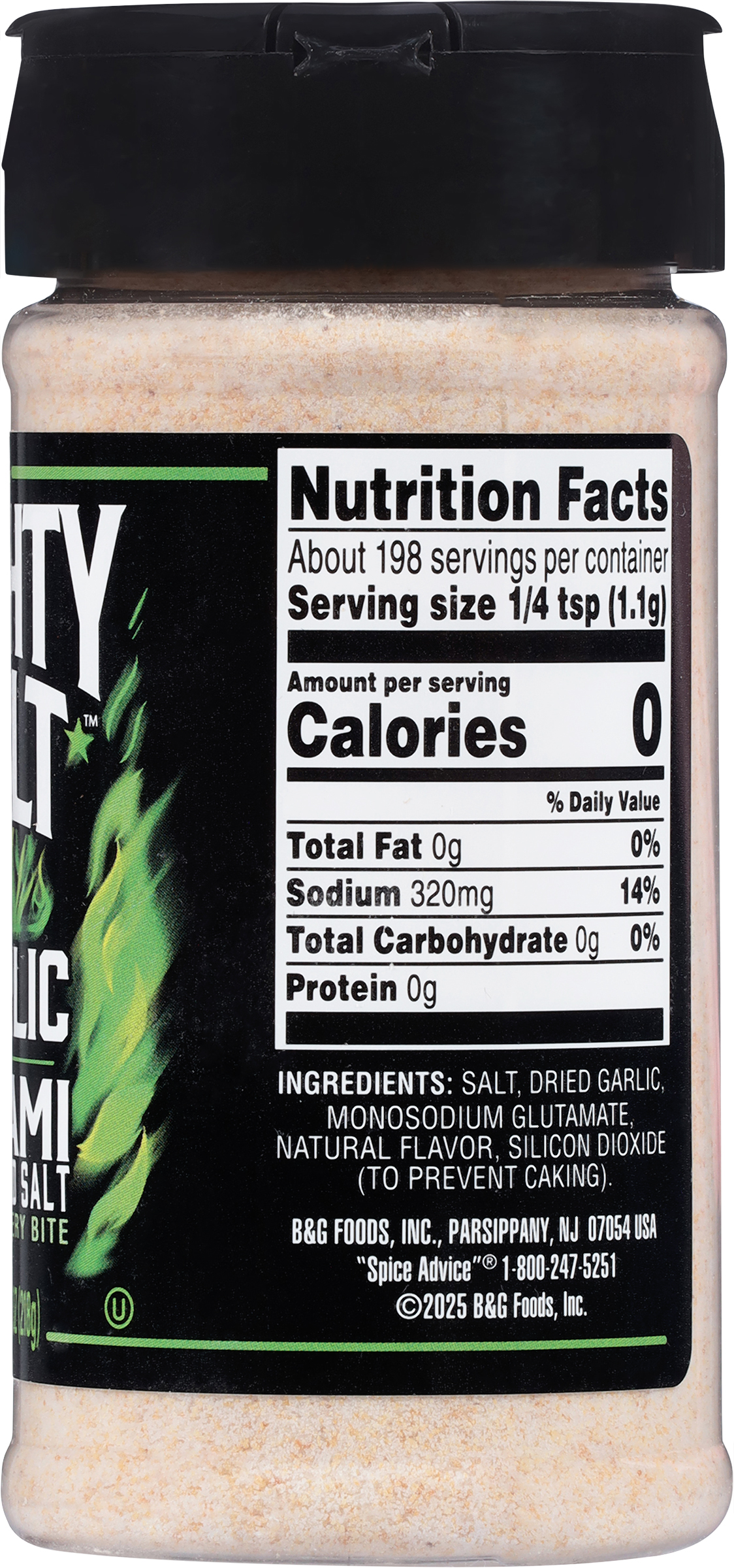 Mighty Salt Garlic Umami Flavored Salt, MSG and Garlic Salt Food Flavoring, 7.7 oz Bottle
