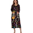 thumbnail image 4 of FOR U DESIGNS Skull Flower Music Note Print Womens Nightgown Comfortable Long Sleeve Night Shirts Lightweight Woven House Sleep Dress Duster Lounger Robes with Pockets, 2XL, 4 of 8