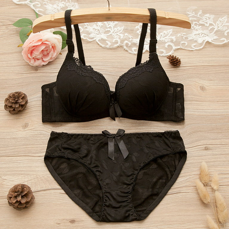 black polyester bras and panty set pack of 2 pcs