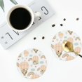 thumbnail image 5 of Kll Round Shape Drink Coasters Set Of 4,Pu Leather Absorbent Coasters Set Decorative Coffee Cup Coasters Housewarming Gift For Home Decor-Air Balloon And Flower, 5 of 9