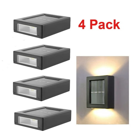 

Solar Wall Light UP and Down Illuminate Outdoor Sunlight Sensor Lamp IP65 Waterproof Decor for Home Garden Porch 4 Pack