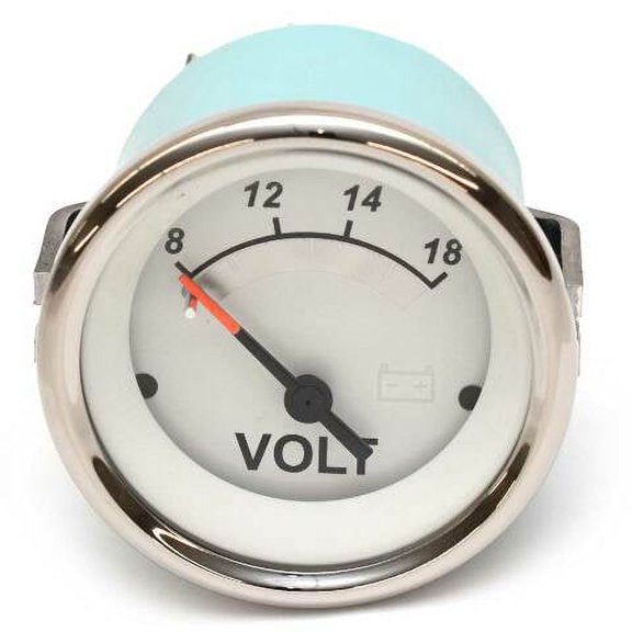VeeThree Boat Voltmeter Gauge 67525F | White Sterling Series 2 Inch